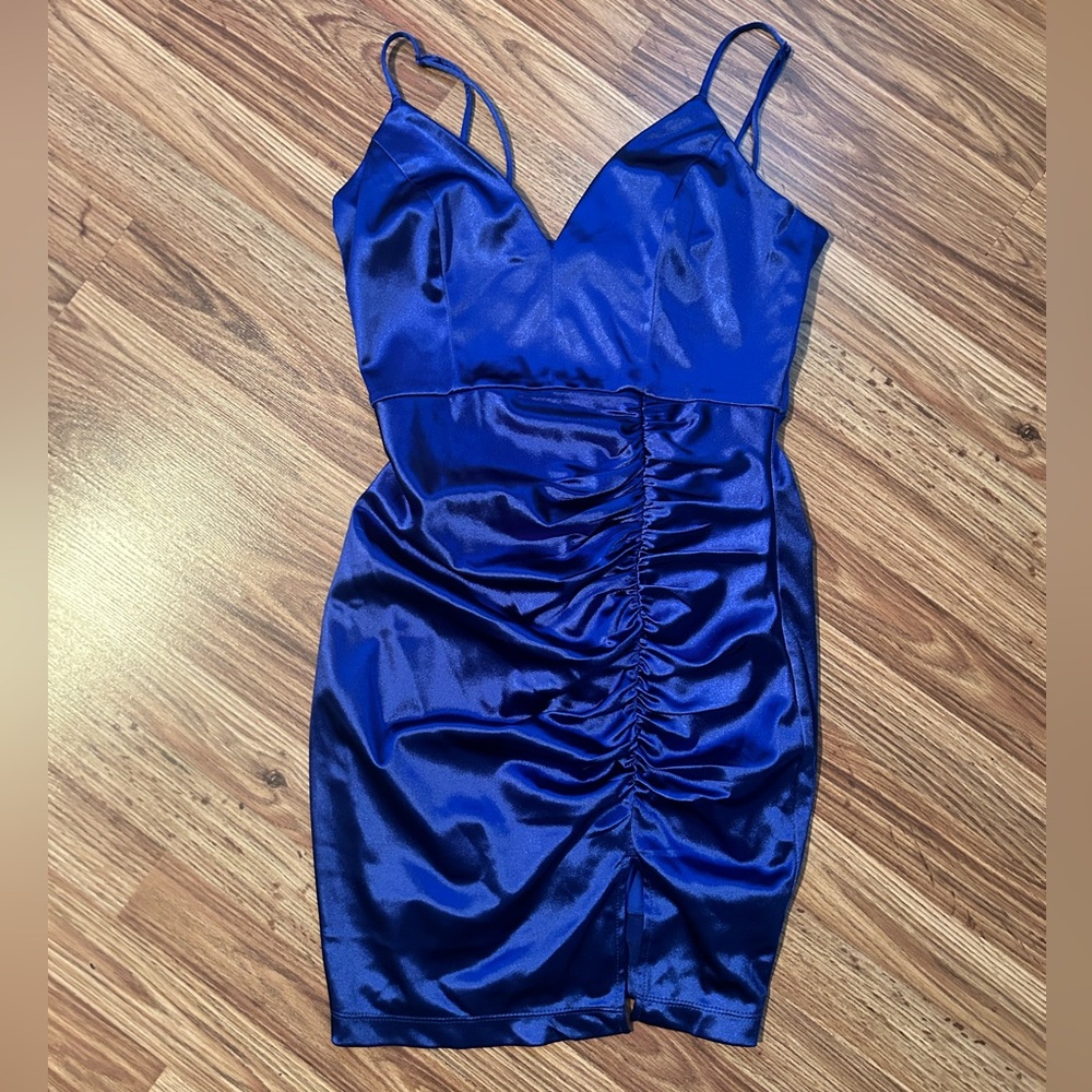Women’s Elegant Blue Satin Dress